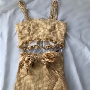 Yellow gingham two piece
